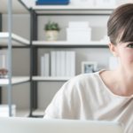 Smiling businesswoman in the office